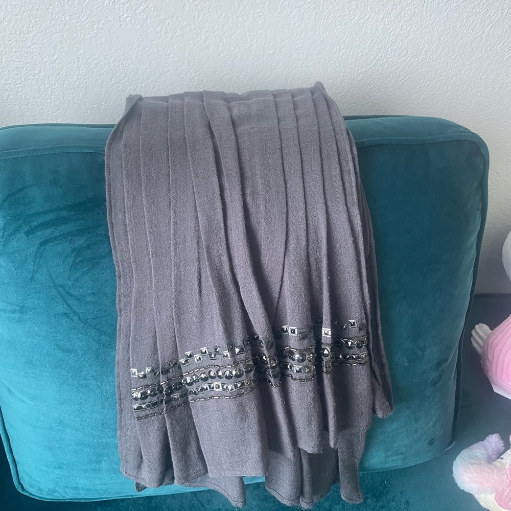 Anthropologie Charcoal Scarf with Metallic Details